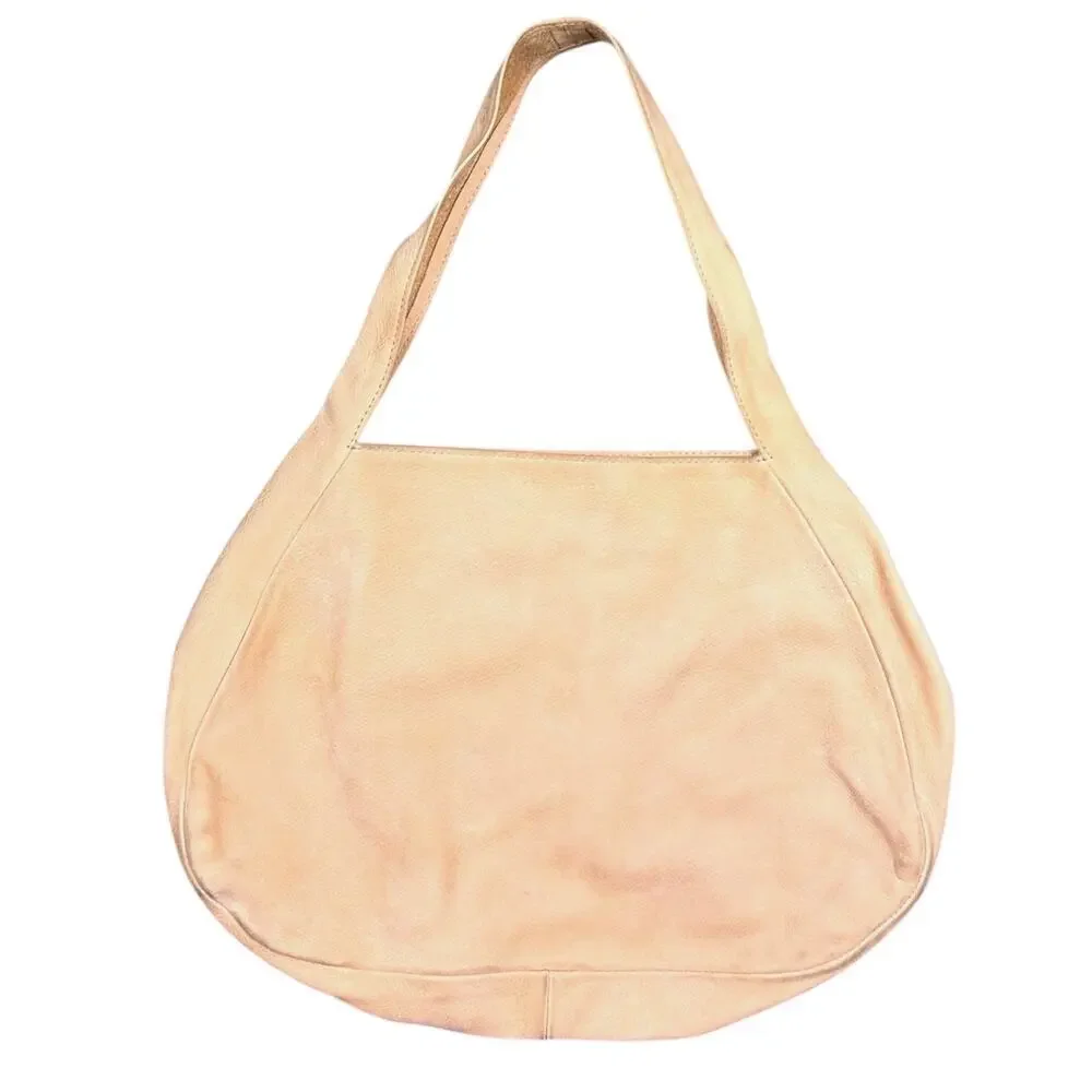 Ceri Hoover Suede Leather Tan Brown Boho Hobo Shoulder Bag Purse Tote Slouchy